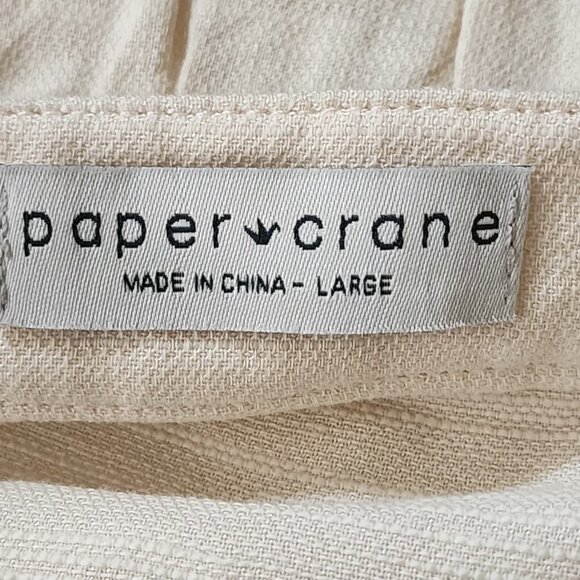 Paper Crane Ivory Linen Cotton Blend Popover Babydoll Blouse - Picture 4 of 5